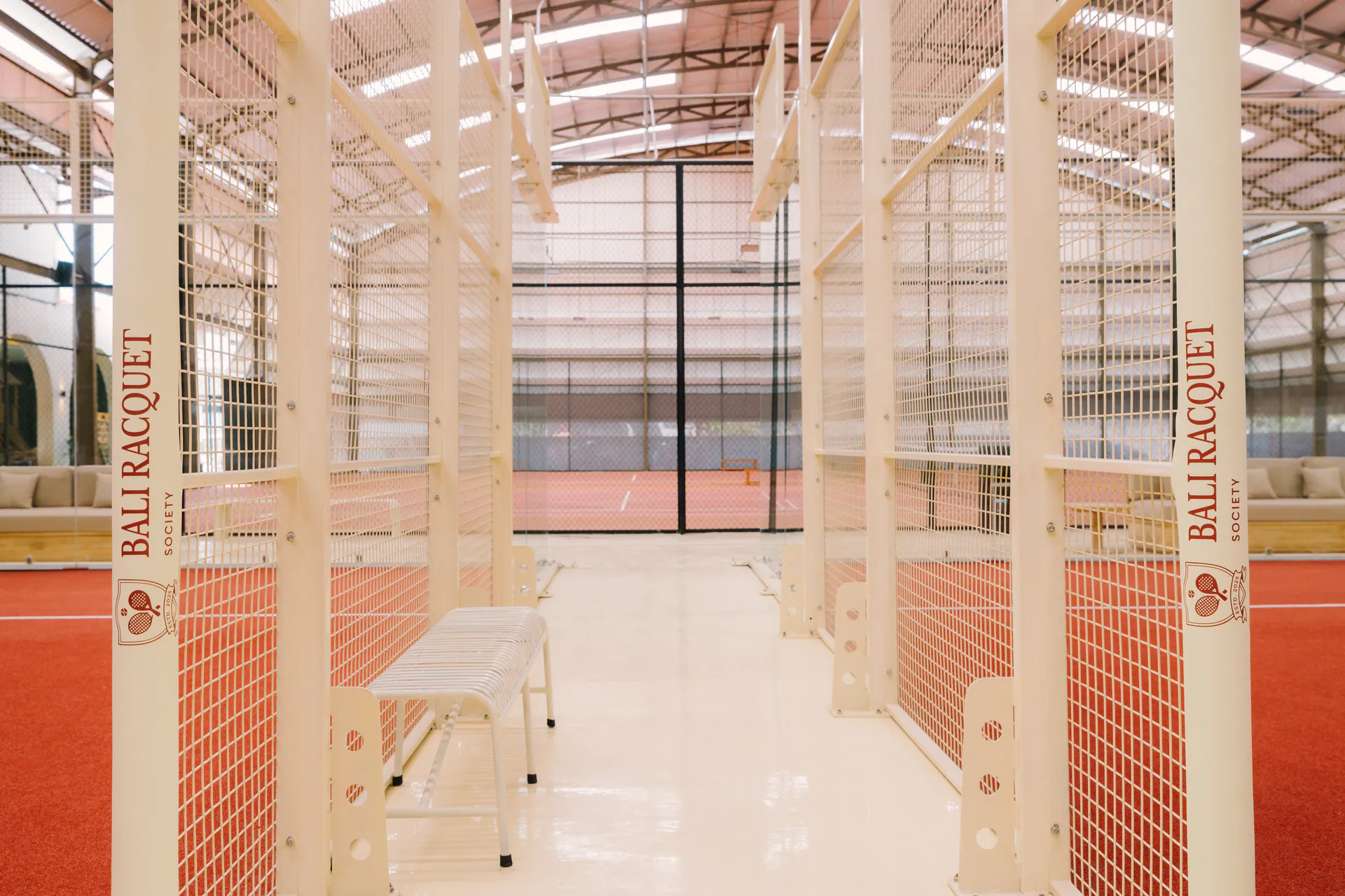 The walkway running between our padel courts